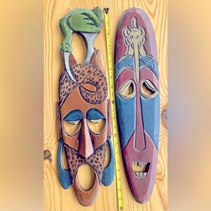 NWT. Wooden carved Tiki masks
